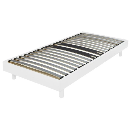Sommier + jeu de pieds 90x190 Decokit 18 lattes Blanc