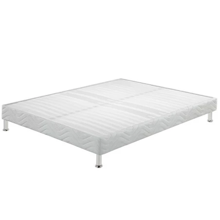 Sommier tapissier + pieds 160x200 Omega blanc 2x18 lattes