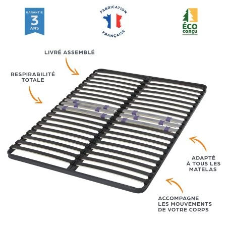 Sommier 140x190 2x20 lattes C223