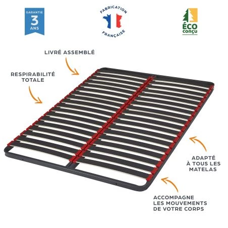 Sommier 90x190 C39 18 lattes