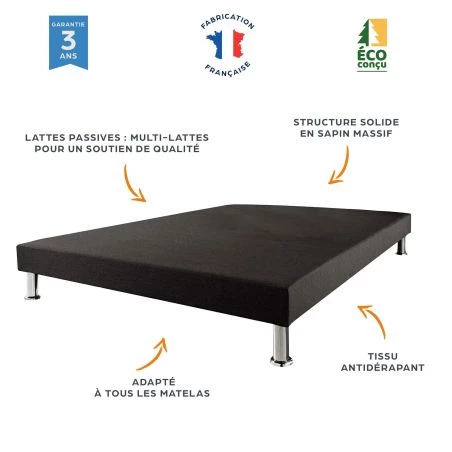 Sommier tapissier + tête 140x200 Deco 12 lattes
