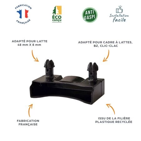 Lot de 2 embouts noir pour lattes 48 x 8 mm