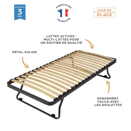 Sommier gigogne 90x190 bas