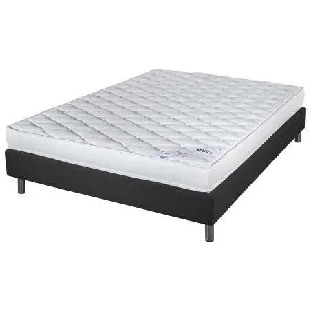 Sommier + Pieds + Matelas Marly Newkit Anthracite 140x190