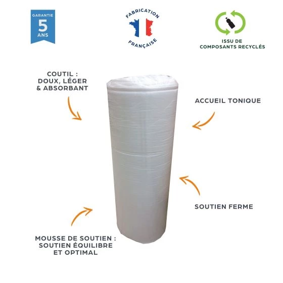 Sommier + Pieds + Matelas Marly Newkit Lin 90x190