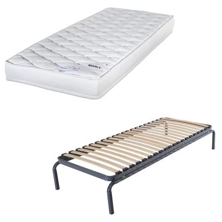 Lit métal gigogne + matelas Marly 80x190