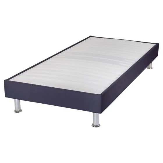 Sommier tapissier + jeu de pieds 90x200 Omega tissu volcan 18 lattes