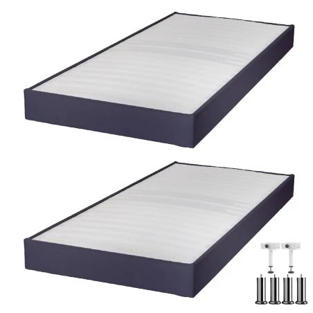 Sommier tapissier + jeu de pieds 80+80x200 Omega tissu volcan 18 lattes