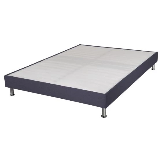 Sommier tapissier + jeu de pieds 120x190 Omega tissu volcan 2x18 lattes