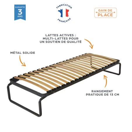 Lit métal gigogne + matelas Wave 90x190