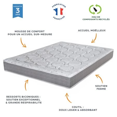 Ensemble tapissier Remat Gris finaud 140x190
