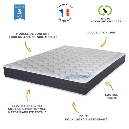 Matelas 90x190 Rhodes ressorts ensachés