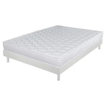 Sommier + Pieds + Matelas Blanc DecoKit 140x190