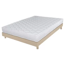 Sommier + Pieds + Matelas Chêne Clair DecoKit 140x190