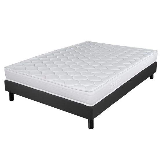 Sommier + Pieds + Matelas Newkit Anthracite 140x190