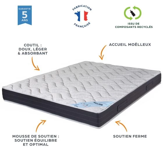 Matelas 80x200 Melior 3 mousse HR