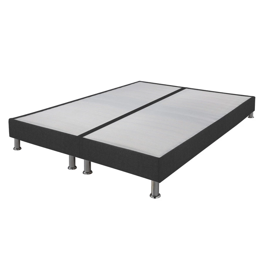 Sommier tapissier + jeu de pieds 80+80x200 Omega anthracite 18 lattes