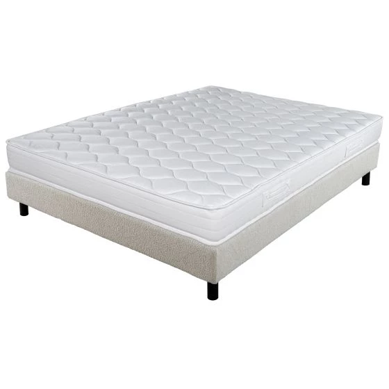 Sommier + Pieds + Matelas Montana Newkit tissu Crème 140x190