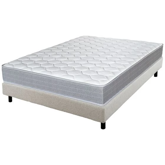 Sommier + Pieds + Matelas Madere Newkit tissu Crème 140x190