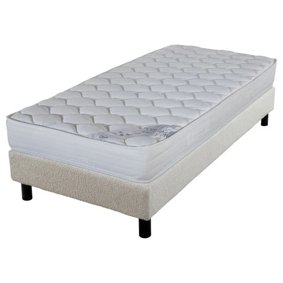 Sommier + Pieds + Matelas Montana Newkit tissu Crème 90x190