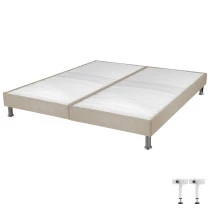 Sommier tapissier + jeu de pieds 90+90x200 Omega tissu Sahara 18 lattes