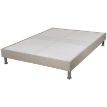 Sommier tapissier + jeu de pieds 140x190 Omega tissu Sahara 2x18 lattes