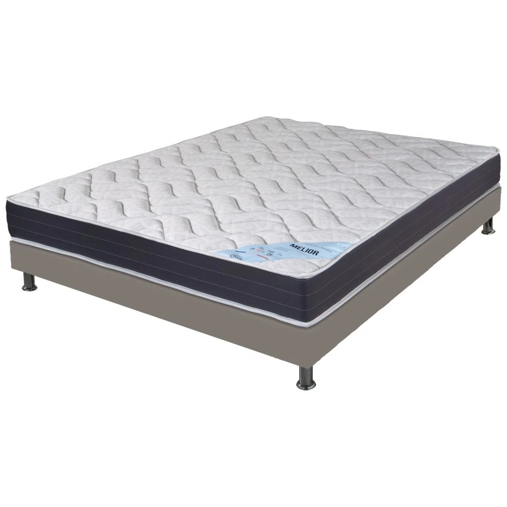 Ensemble tapissier Melior Omega simili taupe 160x200