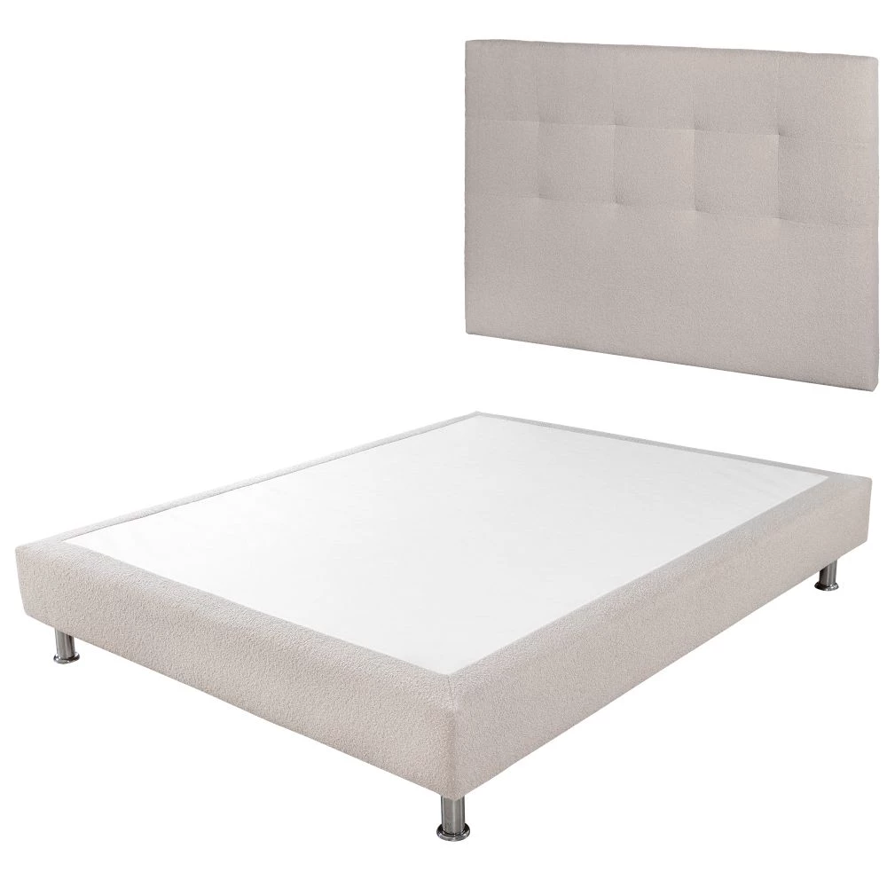 Sommier Tenor + tête Orane + pieds 160x200 bouclette crème 10 lattes