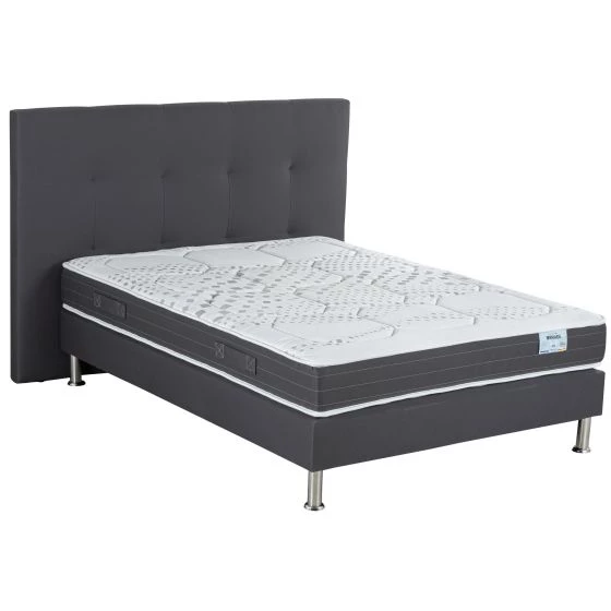 Ensemble literie Tenor + matelas Myriade + tête de lit Orane 160x200 tissu volcan 10 lattes