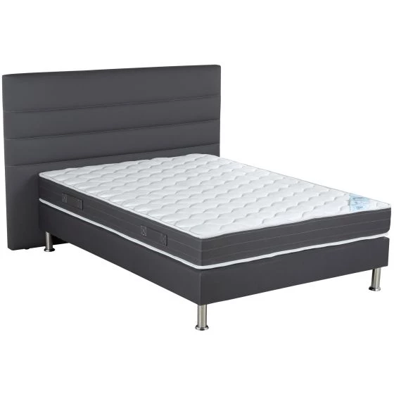 Ensemble literie Tenor + matelas Rubis + tête de lit Gabrielle 160x200 tissu volcan 10 lattes