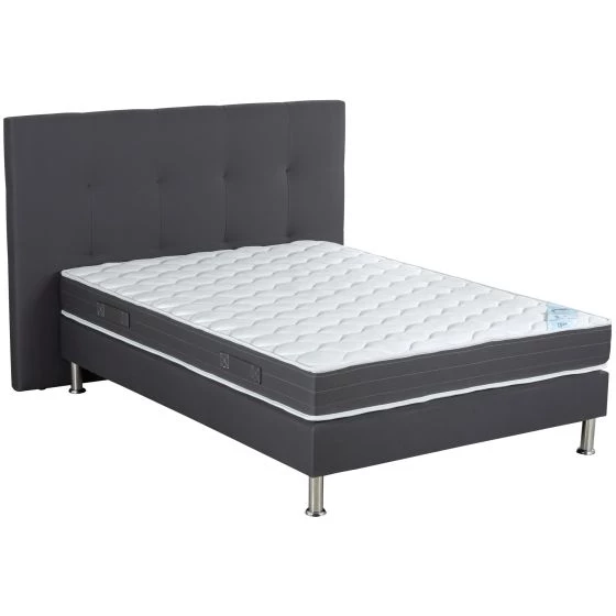 Ensemble literie Tenor + matelas Rubis + tête de lit Orane 160x200 tissu volcan 10 lattes