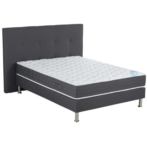 Ensemble literie Tenor + matelas Rhodes + tête de lit Orane 160x200 tissu volcan 10 lattes