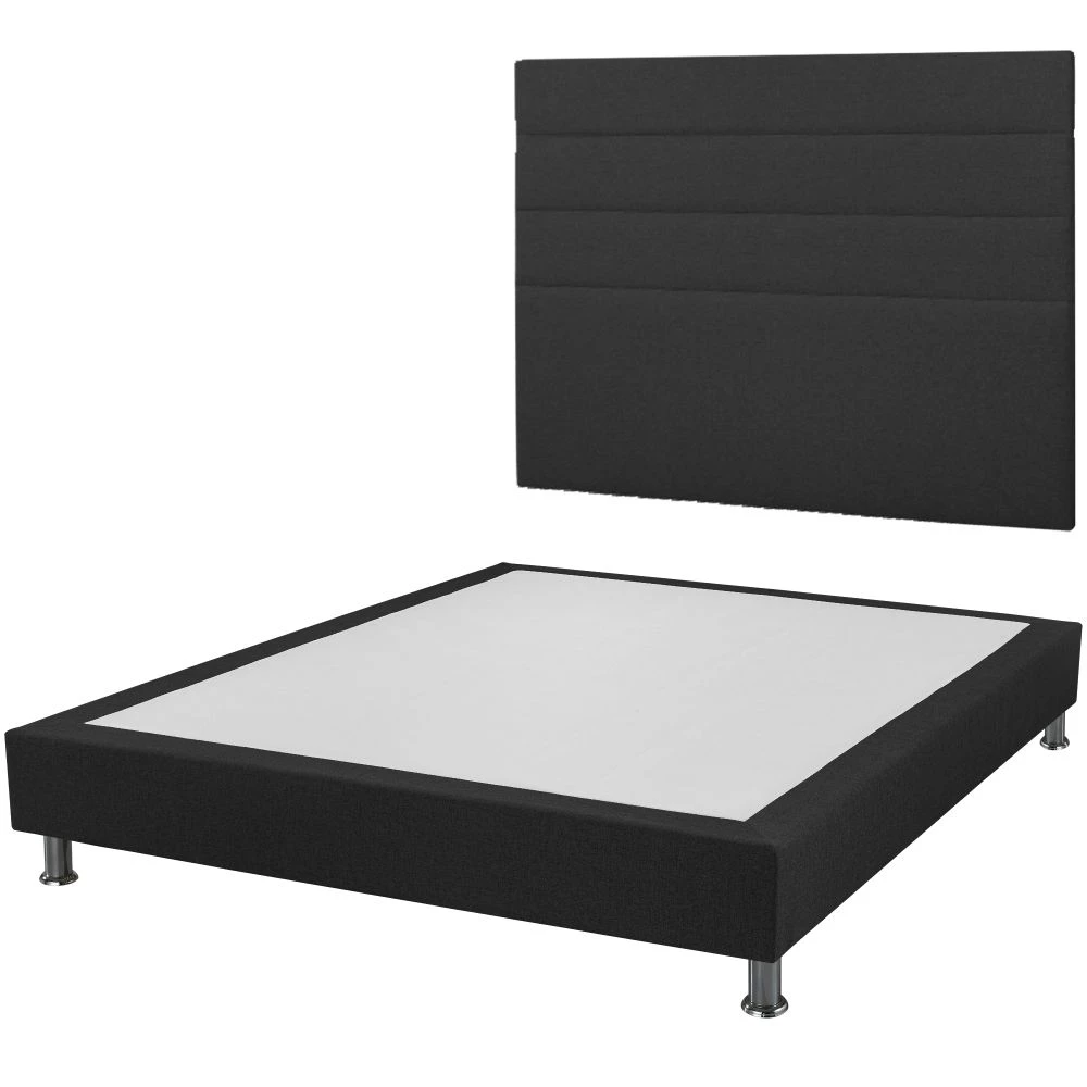 Sommier Tenor + tête Gabrielle + pieds 160x200 tissu poivre 10 lattes