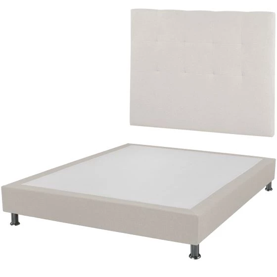 Sommier Tenor + tête Orane + pieds 160x200 tissu sahara 10 lattes