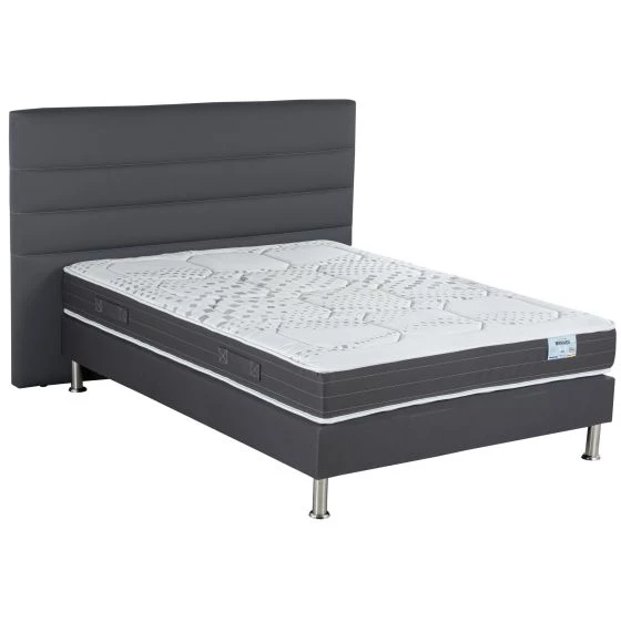 Ensemble literie Alto + matelas Myriade + tête de lit Gabrielle 160x200 tissu volcan 10 lattes