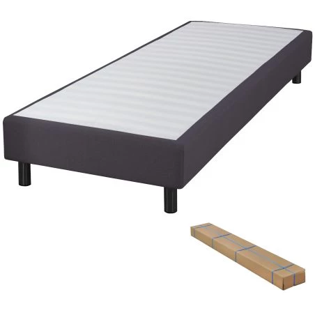 Sommier + Pieds + Matelas Record Newkit Anthracite 90x190