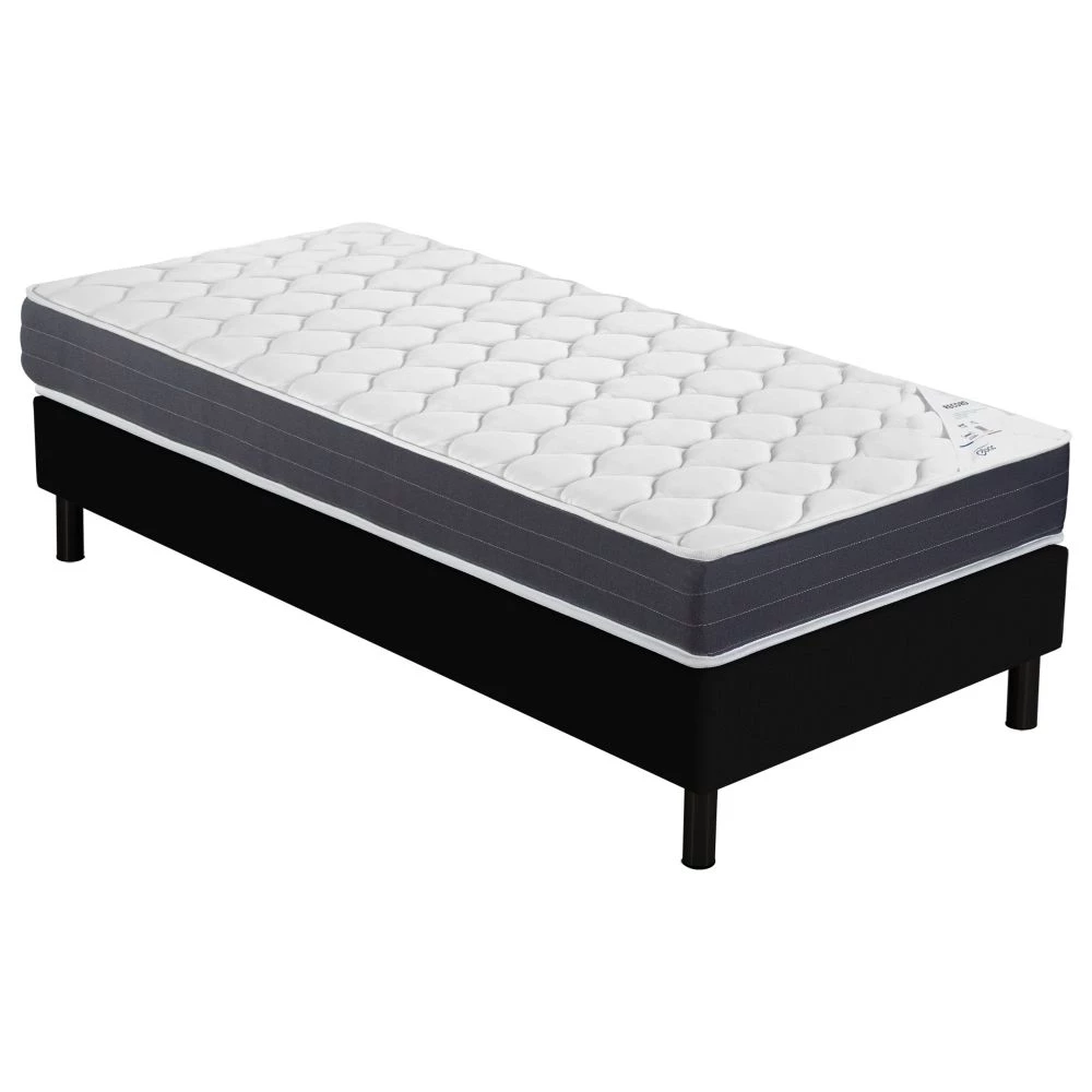 Sommier + Pieds + Matelas Record Newkit Anthracite 90x190
