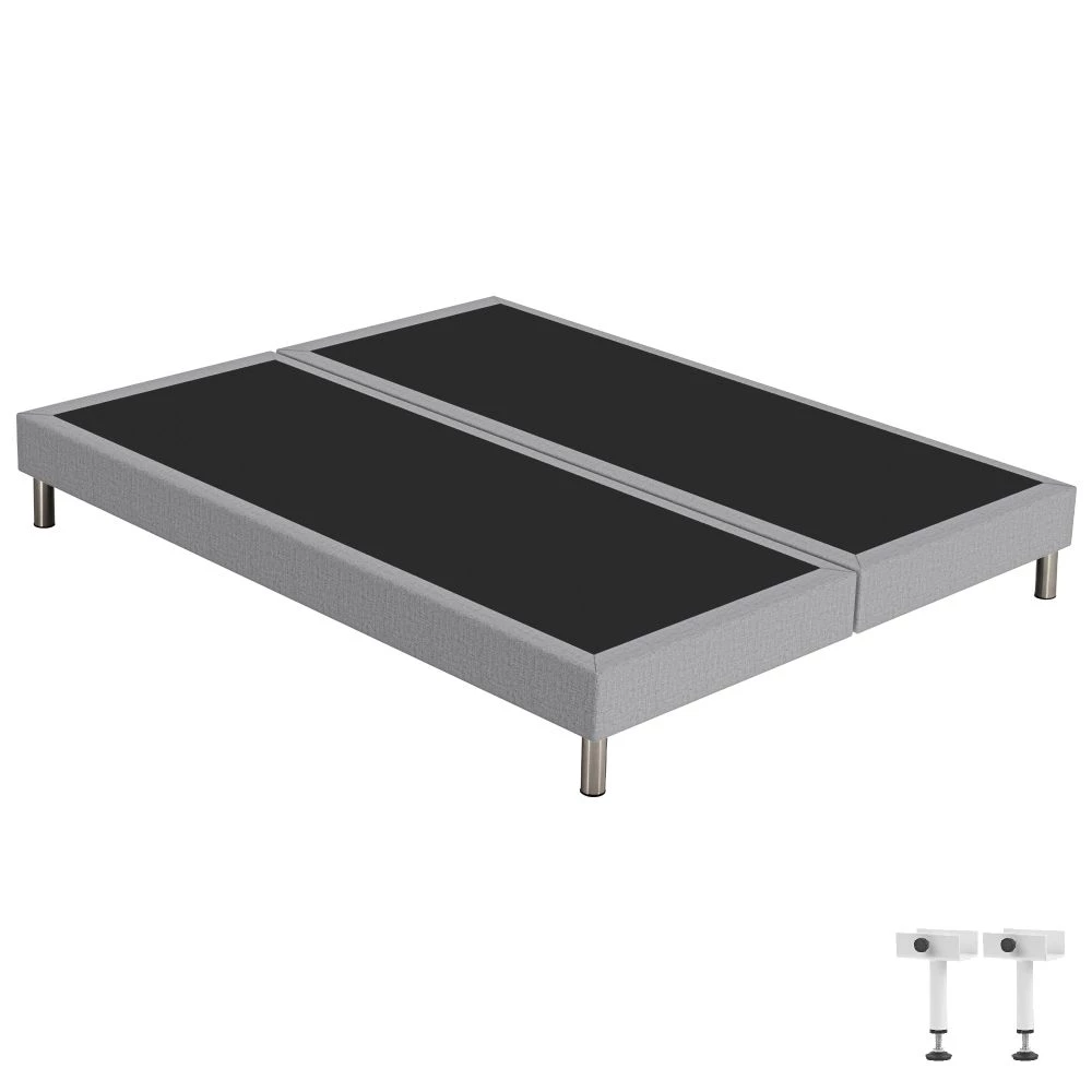Sommier tapissier + pieds 2x80x200 SR15 gris cobalt
