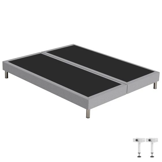 Sommier tapissier + pieds 2x80x200 SR15 gris cobalt
