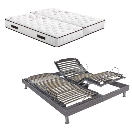 Lit relaxation électrique S62 + matelas Louxor 90+90x200