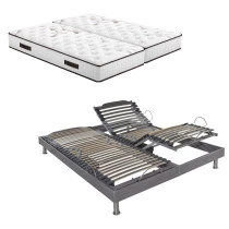 Lit relaxation électrique S62 + matelas Louxor 80+80x200