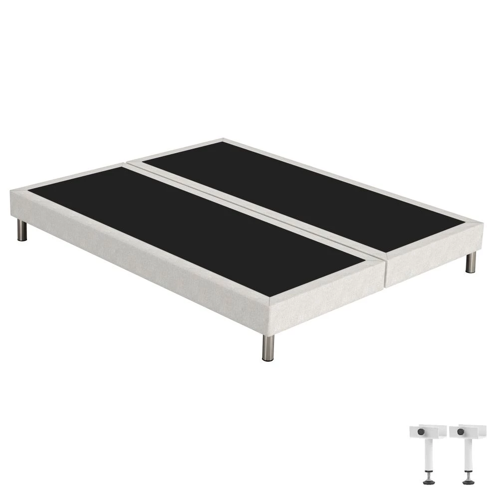 Sommier tapissier + pieds 2x90x190 SR15 beige
