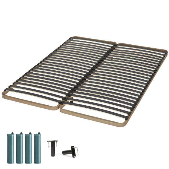 Sommier + jeu de pieds 70+70x190 Theta 2x24 lattes