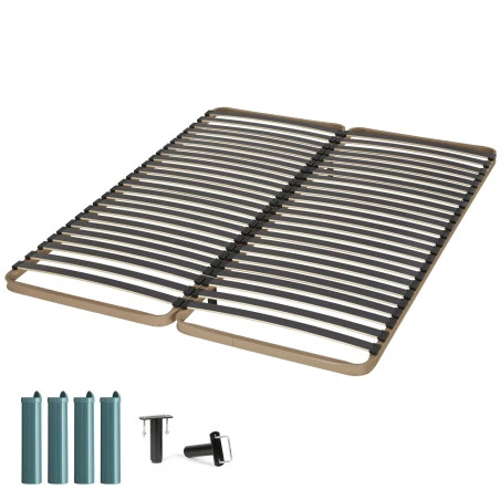 Sommier + jeu de pieds 80+80x200 Theta 2x24 lattes