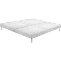 Sommier tapissier + pieds 80+80x200 Omega blanc 18 lattes