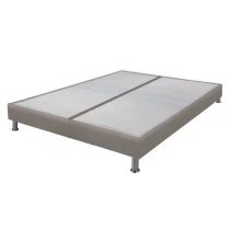 Sommier tapissier + pieds 90+90x200 Omega simili taupe 18 lattes