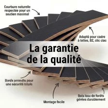 10 lattes + 20 embouts - 680x68x8 mm - lit 140 - pour sommier / bz / clic clac