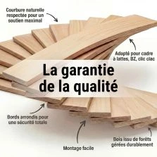 30 lattes + 60 embouts - 780x48x8 mm - lit 160 - pour sommier / bz / clic clac