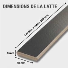 30 lattes grises - 680x48x8 mm - lit 140 - pour sommier / bz / clic clac