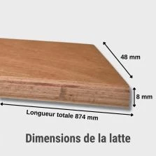 15 lattes + 30 embouts - 874x48x8 mm - lit 90 - pour sommier / bz / clic clac